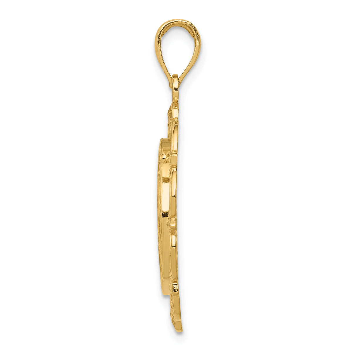 14K Gold Polished / Satin Saint Michael Medal Pendant-K5668
