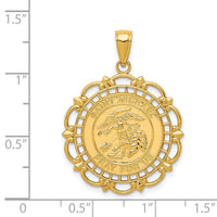 14K Gold Polished / Satin Saint Michael Medal Pendant-K5668