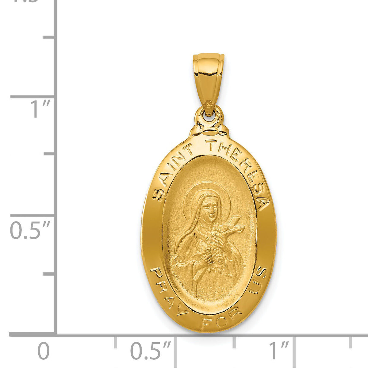 14k Saint Theresa Oval Medal Pendant-K5669