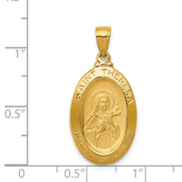 14k Saint Theresa Oval Medal Pendant-K5669
