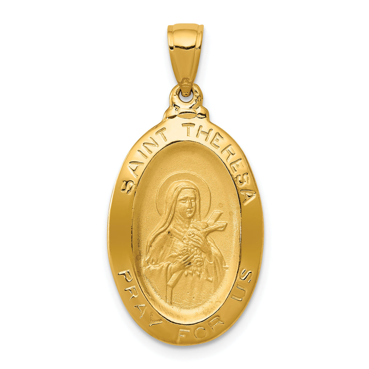 14k Saint Theresa Oval Medal Pendant-K5669