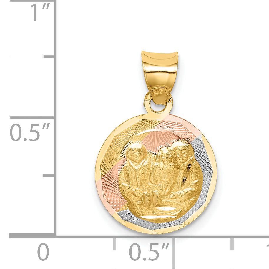 14K w/Rose and White Rhodium D/C  Baptism Pendant-K5674