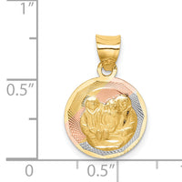 14K w/Rose and White Rhodium D/C  Baptism Pendant-K5674