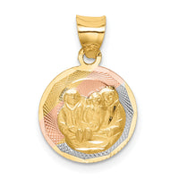 14K w/Rose and White Rhodium D/C  Baptism Pendant-K5674