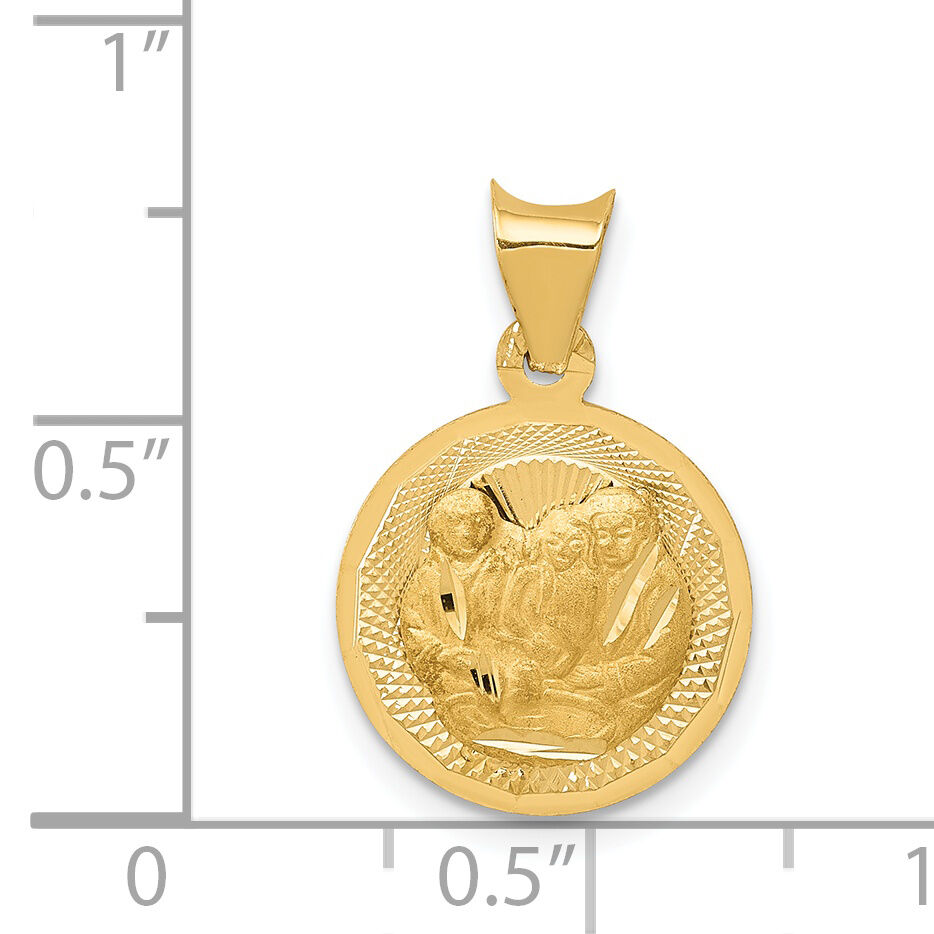 14k Polished and D/C Baptism Circle Pendant-K5676