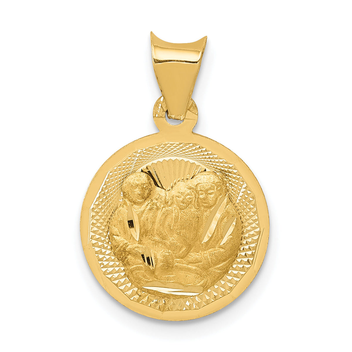 14k Polished and D/C Baptism Circle Pendant-K5676