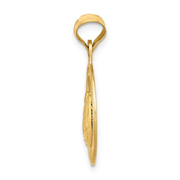 14k Polished and D/C Baptism Circle Pendant-K5677