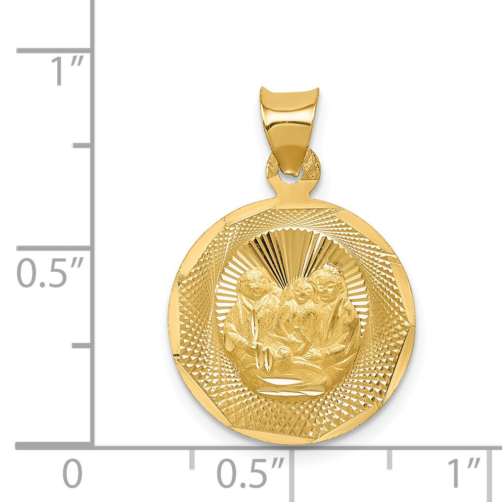 14k Polished and D/C Baptism Circle Pendant-K5677