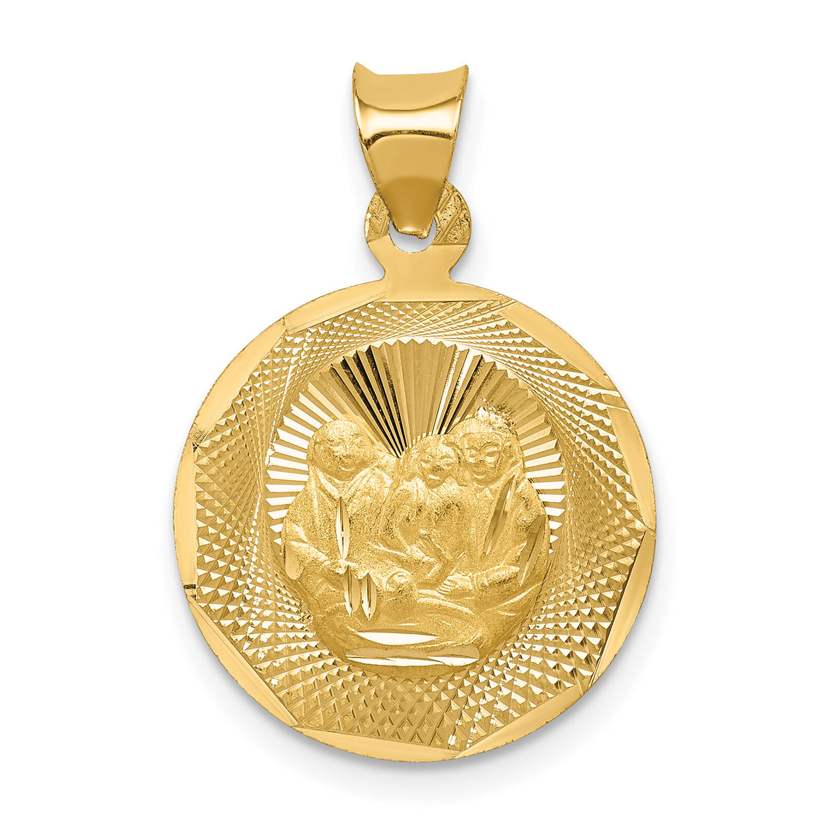 14k Polished and D/C Baptism Circle Pendant-K5677