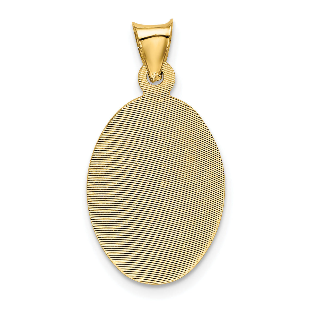14K w/Rose and White Rhodium D/C  Baptism Oval Pendant-K5680