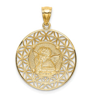 14k Gold Polished Angel D/C Medal Pendant-K5690