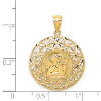 14k Gold Polished Angel D/C Medal Pendant-K5690