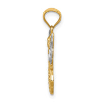 14K W/Rhodium Polished / Textured Angel Pendant-K5696