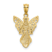 14K W/Rhodium Polished / Textured Angel Pendant-K5696