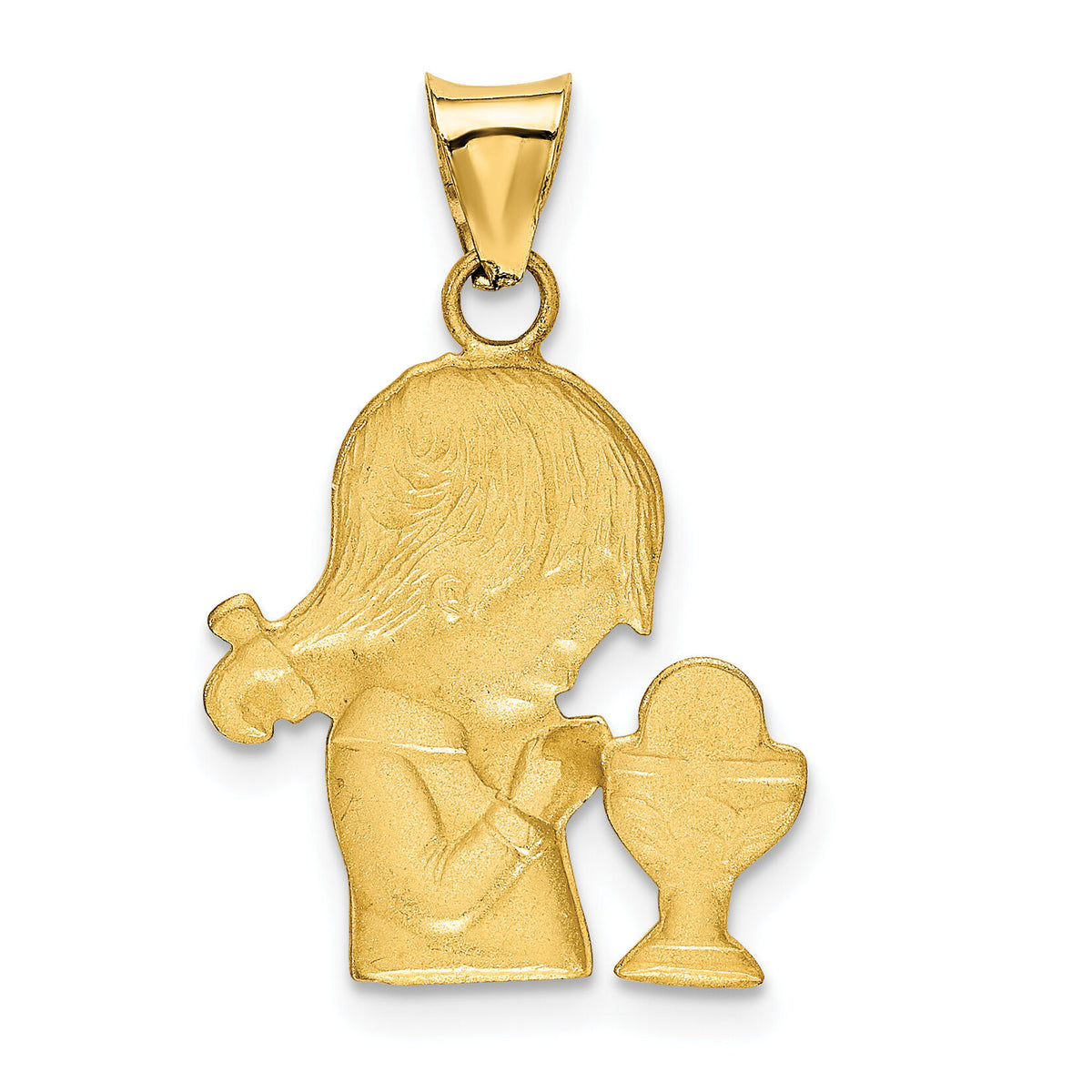 14K W/Rhodium D/C Girl Communion Semi-solid Pendant-K5699