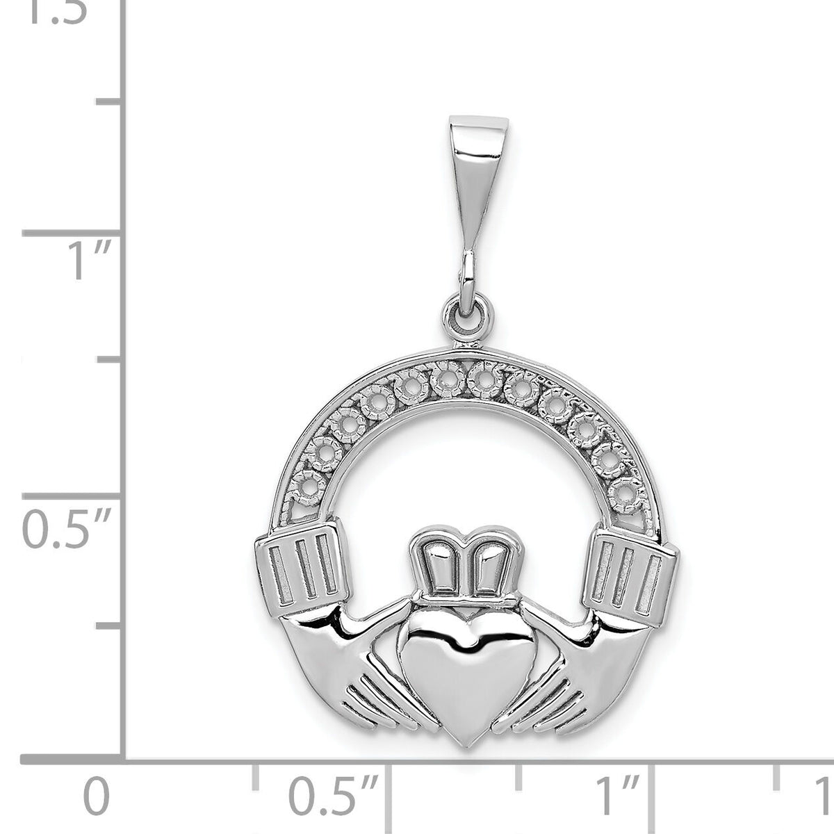 14k White Gold Claddagh Pendant-K570