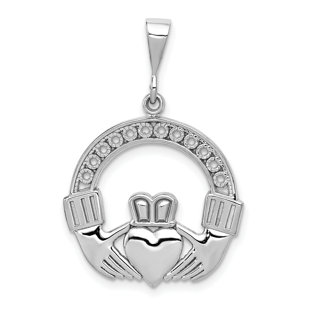 14k White Gold Claddagh Pendant-K570