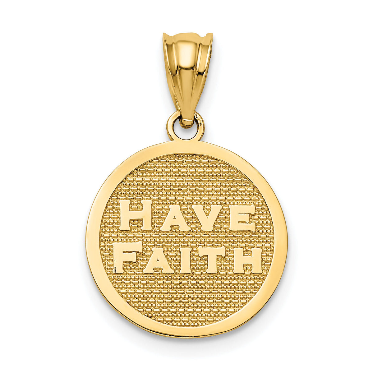 14k Polished Reversible Have Faith/Footprints Pendant-K5706