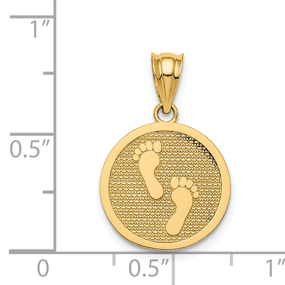 14k Polished Reversible Have Faith/Footprints Pendant-K5706