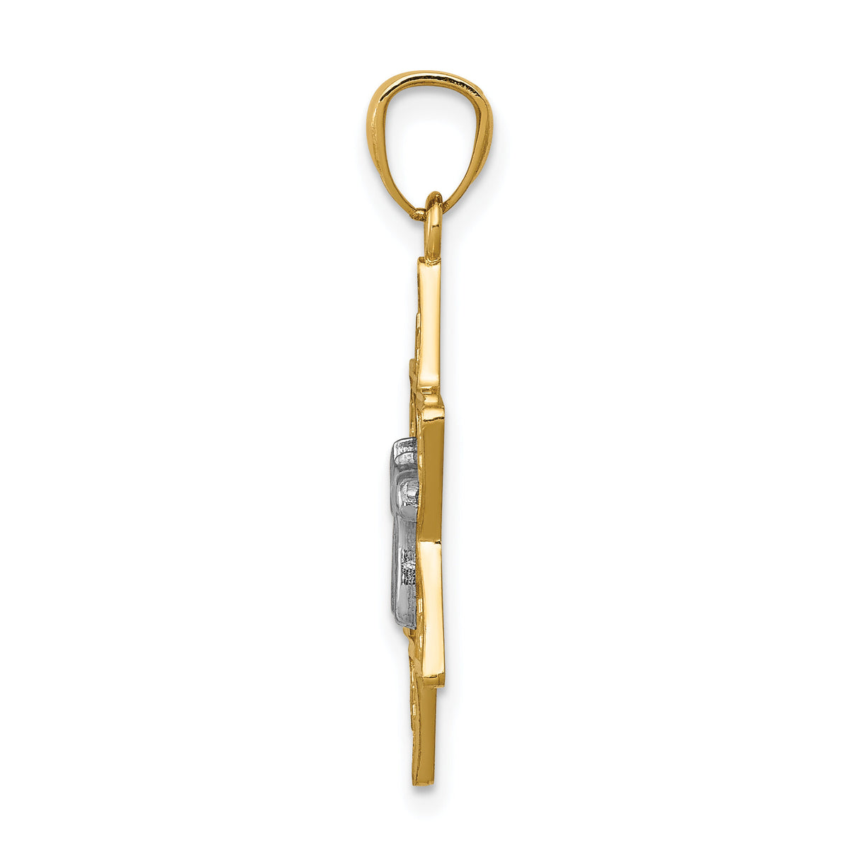 14k Two-tone Gold Polished Star of David w/Chai Pendant-K5707