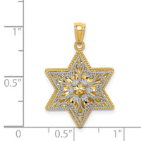 14K Two-Tone Polished Reversible Filigree Star Of David Pendant-K5709