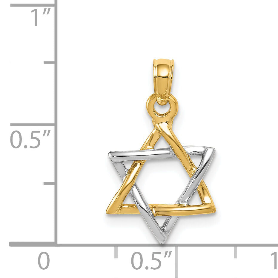 14K Two-tone Polished Star of David Pendant-K5711