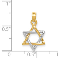 14K Two-tone Polished Star of David Pendant-K5711