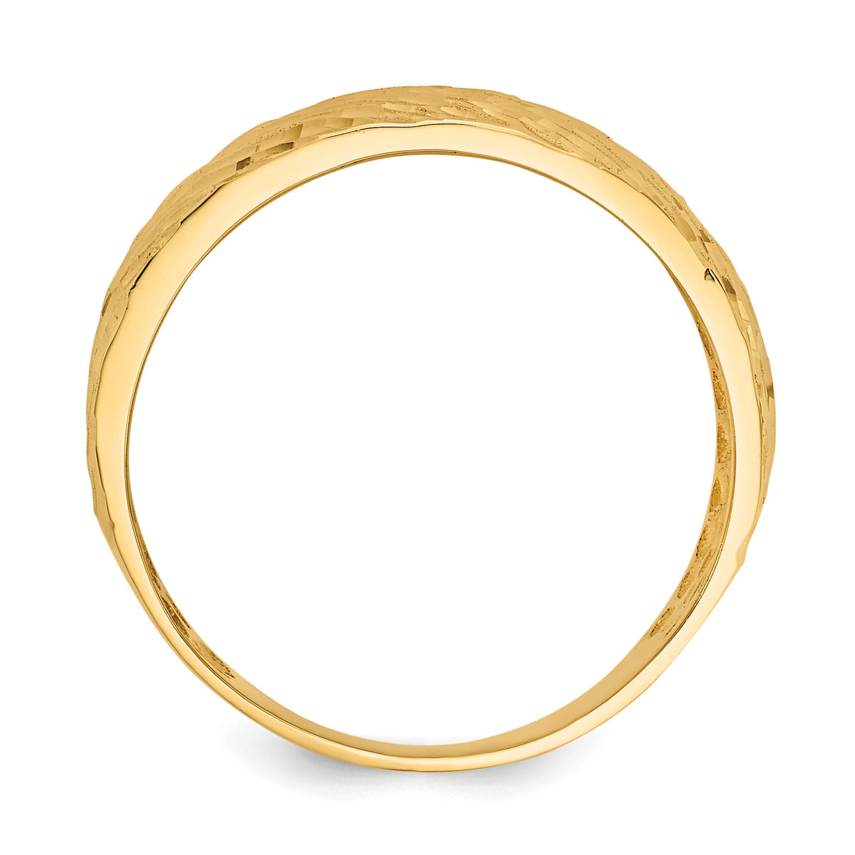14K Gold Polished Textured Dome Ring-K5717