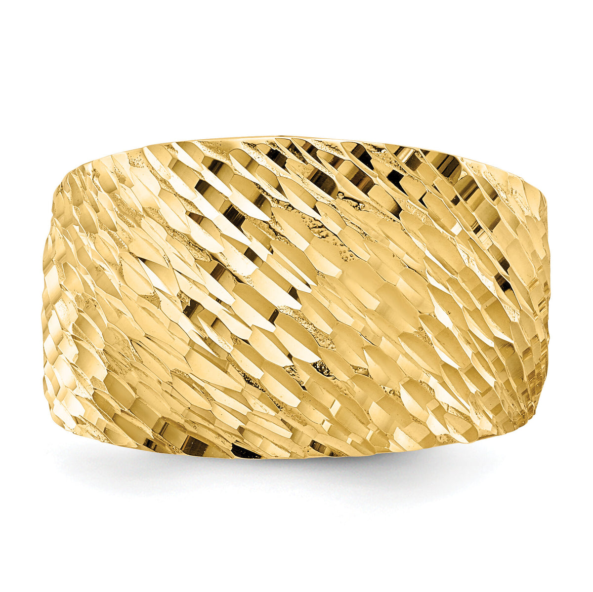 14K Gold Polished Textured Dome Ring-K5717