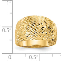 14K Gold Polished Textured Dome Ring-K5717
