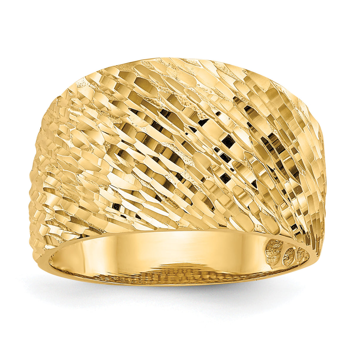 14K Gold Polished Textured Dome Ring-K5717