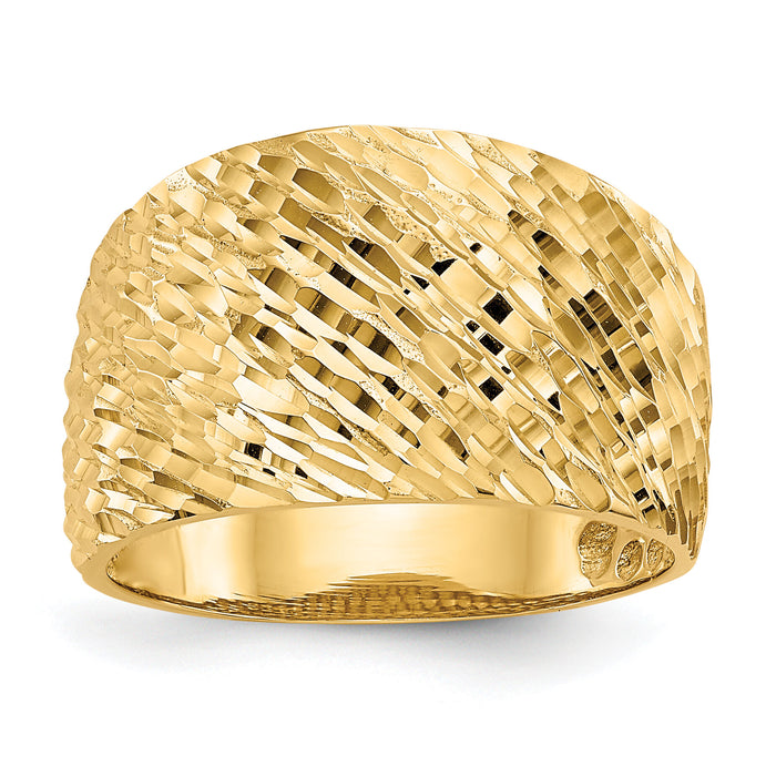 14K Gold Polished Textured Dome Ring-K5717