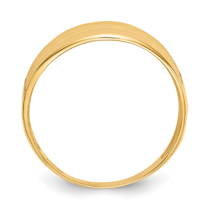 14K Gold Polished Diamond-cut Four Ridge Fashion Dome Ring-K5719