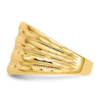 14K Gold Polished Diamond-cut Four Ridge Fashion Dome Ring-K5719