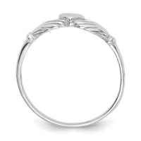 14k White Gold Polished and Satin Claddagh Ring-K572