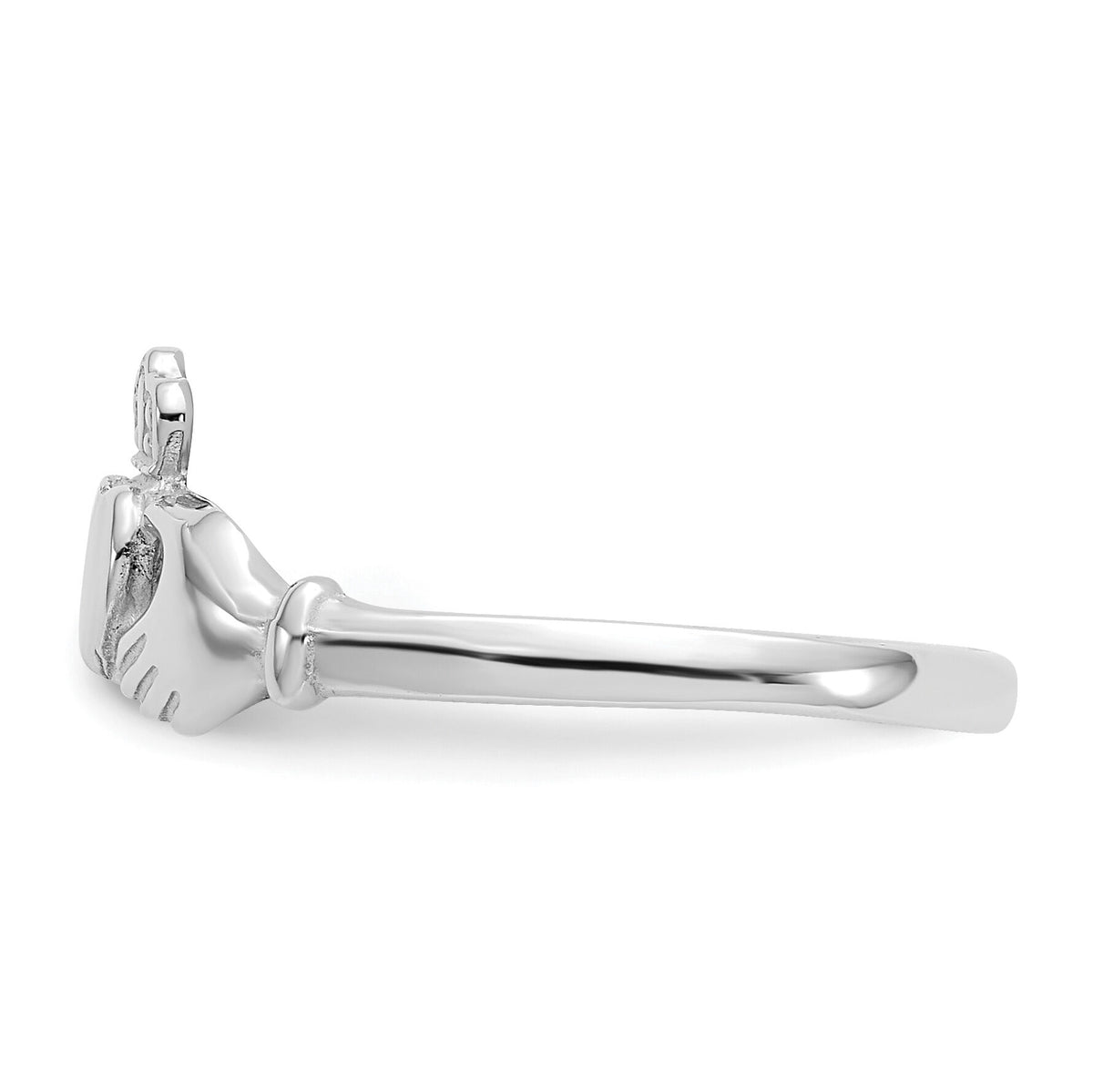 14k White Gold Polished and Satin Claddagh Ring-K572