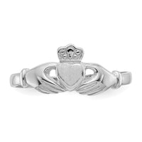 14k White Gold Polished and Satin Claddagh Ring-K572