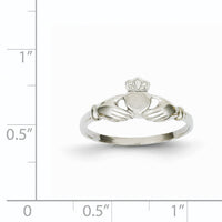 14k White Gold Polished and Satin Claddagh Ring-K572