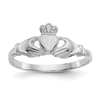 14k White Gold Polished and Satin Claddagh Ring-K572