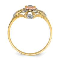 14K Two-tone W/White Rhodium Polished Cross w/Flower Ring-K5722