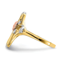 14K Two-tone W/White Rhodium Polished Cross w/Flower Ring-K5722