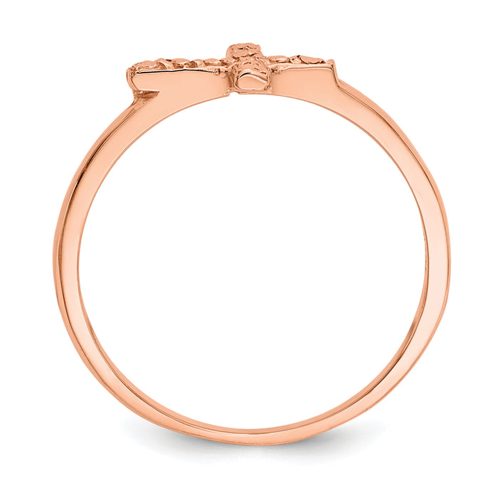 14k Rose Gold Polished & D/C Cross Ring-K5723