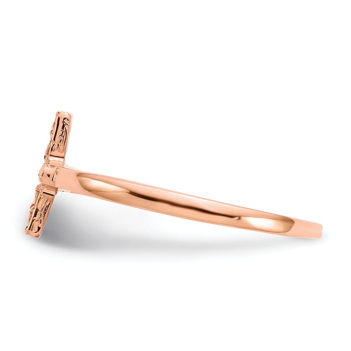 14k Rose Gold Polished & D/C Cross Ring-K5723