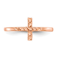 14k Rose Gold Polished & D/C Cross Ring-K5723