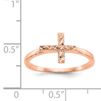 14k Rose Gold Polished & D/C Cross Ring-K5723
