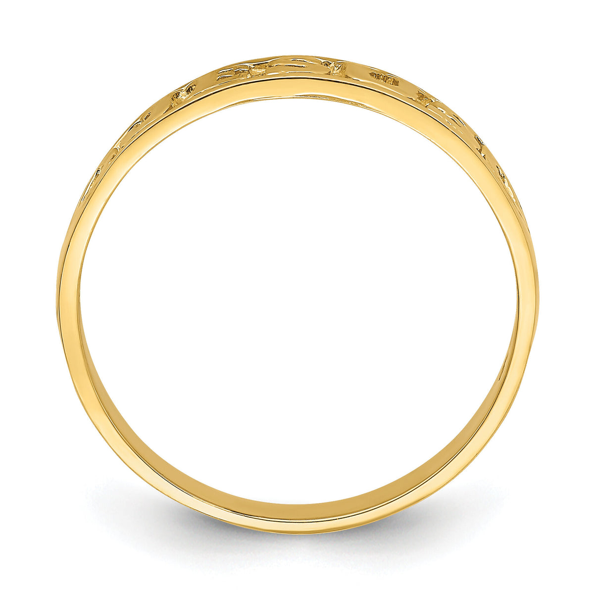14K Gold Polished Jesus w/Hearts Ring-K5724