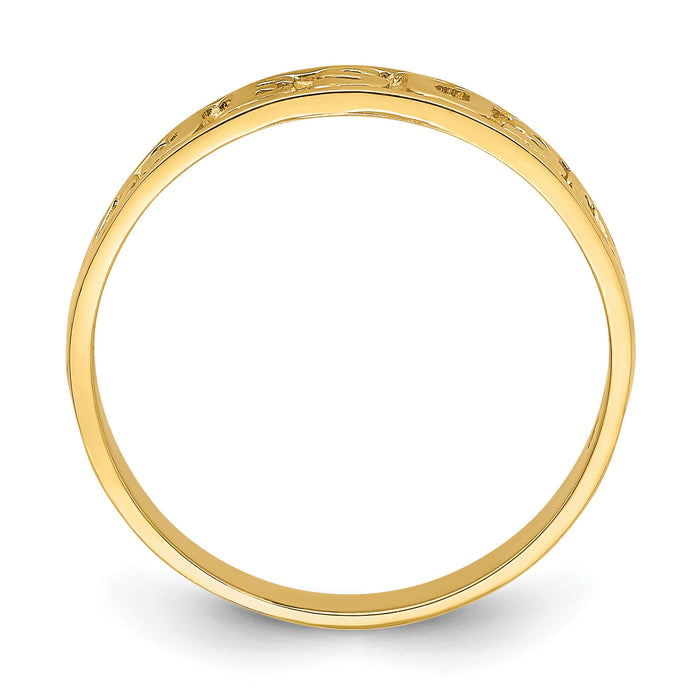 14K Gold Polished Jesus w/Hearts Ring-K5724