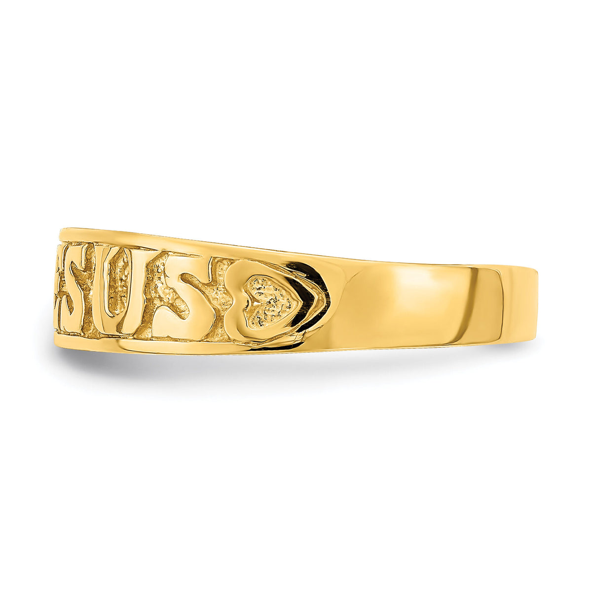 14K Gold Polished Jesus w/Hearts Ring-K5724