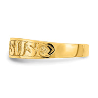 14K Gold Polished Jesus w/Hearts Ring-K5724