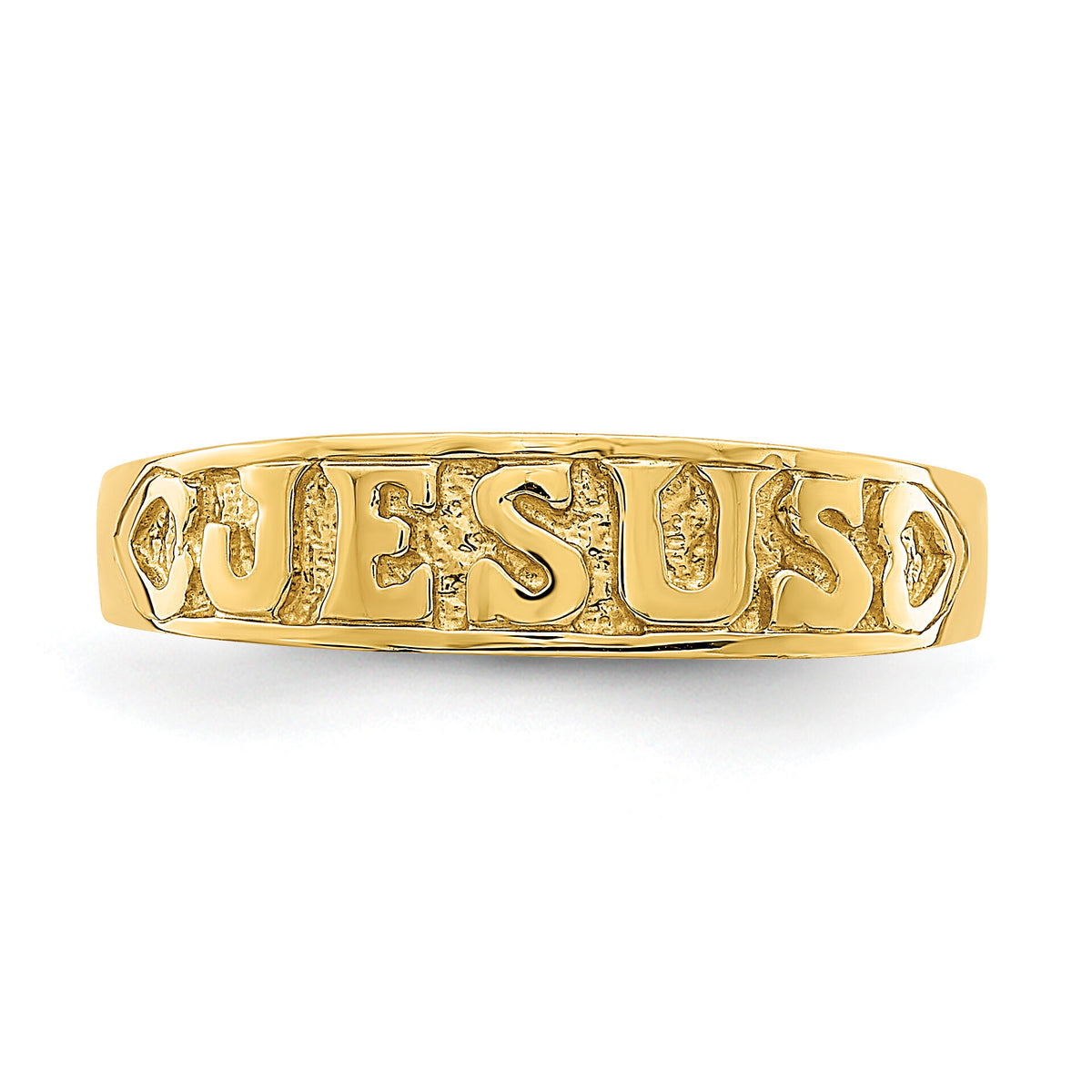 14K Gold Polished Jesus w/Hearts Ring-K5724
